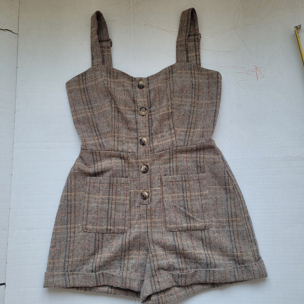 NWOT Sage The Label League of Her Own Herringbone Romper Brown Sleeveless Small - Picture 6 of 10
